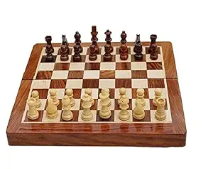 Sheesham magnetic wooden chess set with foldable board