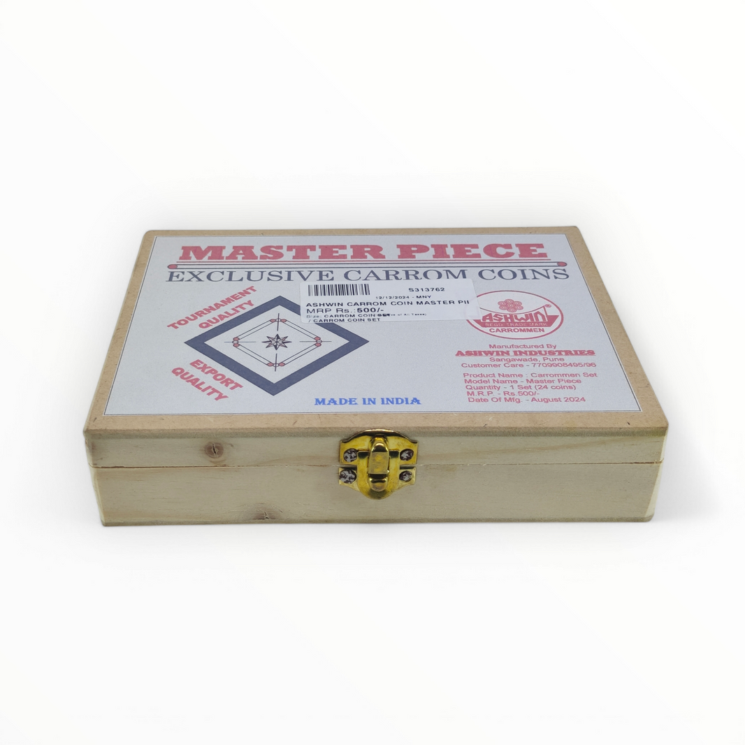 Ashwin Master Piece Carrom Coins tournament set with smooth playing finish