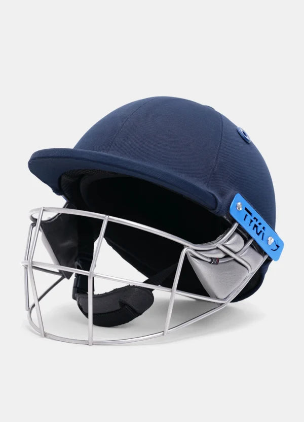 Batter wearing the Tyka Force stainless steel visor helmet during a net session