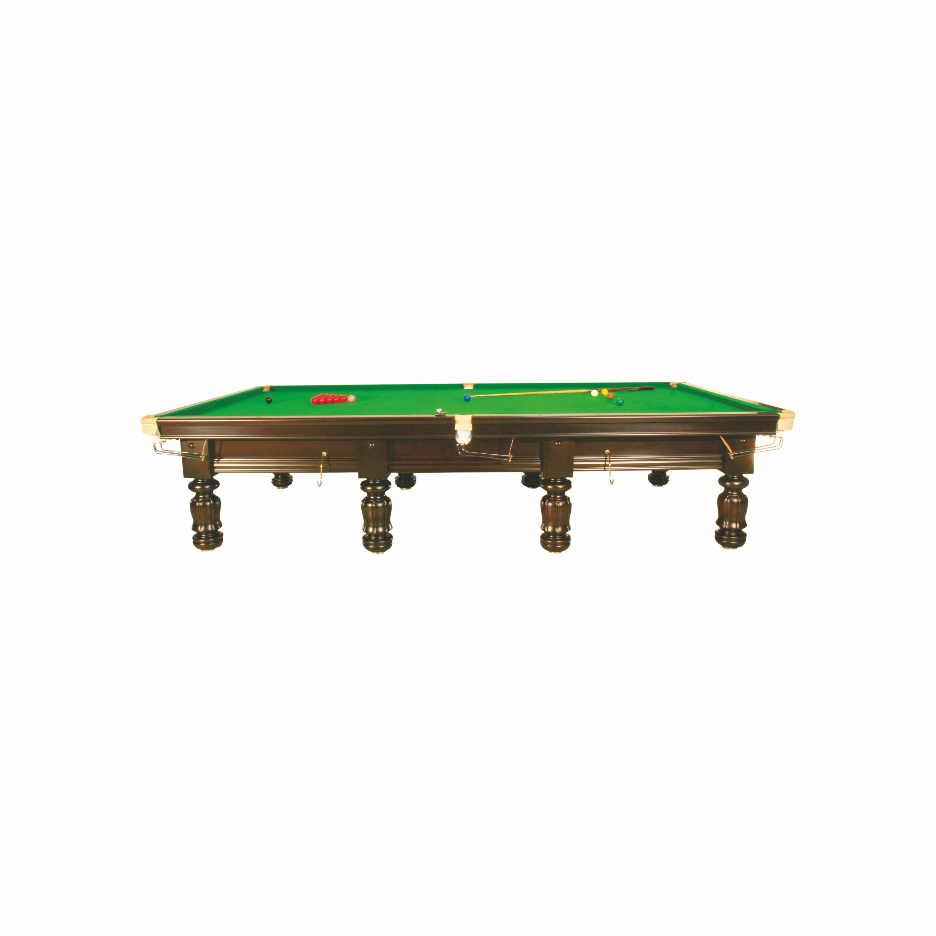 Pool table with green Full-size 12 x 6 ft billiard table with a premium hardwood frame and slate bed