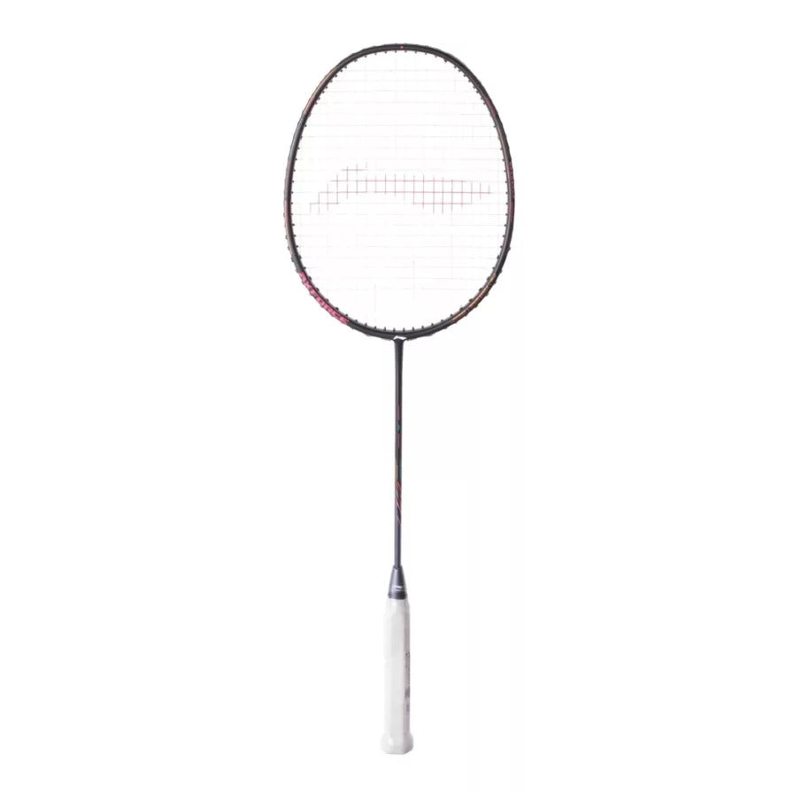 A Li-Ning Axforce 80 badminton racket with black frame, white grip with premium design