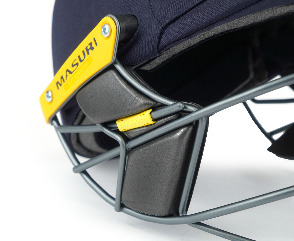Back shell of the Masuri T Line cricket helmet with strap fittings