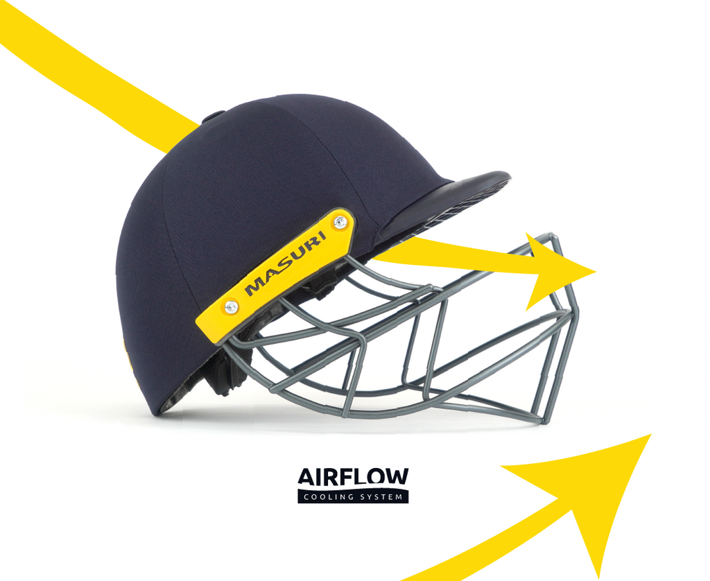 Rear shell and ventilation of the Masuri T Line steel cricket helmet