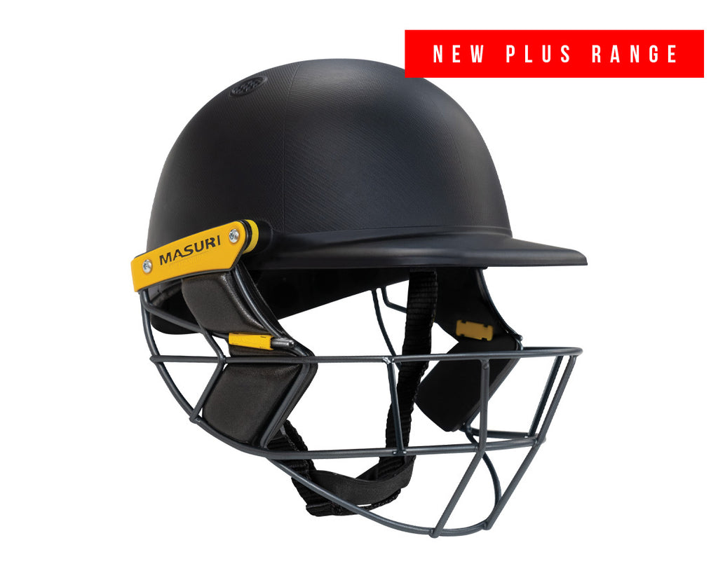 Masuri T Line Plus titanium cricket helmet photographed from the front on a plain background
