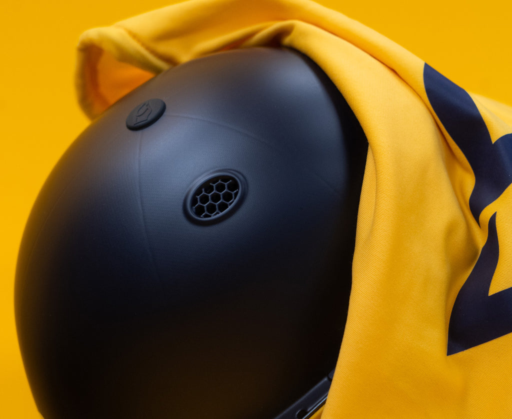 Close-up of the titanium grille bars on the Masuri T Line Plus cricket helmet