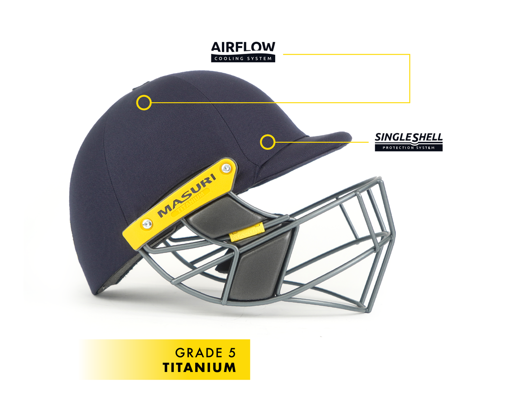 Batter wearing the Masuri T Line titanium cricket helmet in the nets