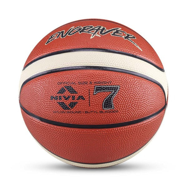 Close-up of the engraved grip texture on the Nivia Engraver basketball