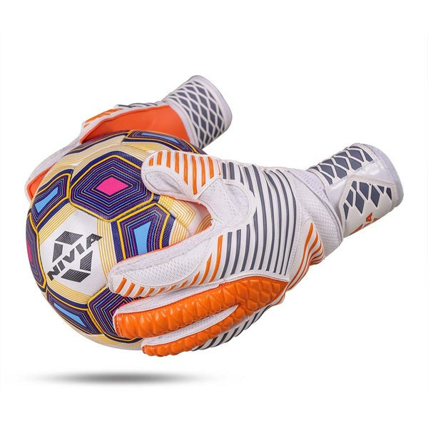 Adjustable wrist strap on the Nivia Finger Saver goalkeeper gloves for training and matches