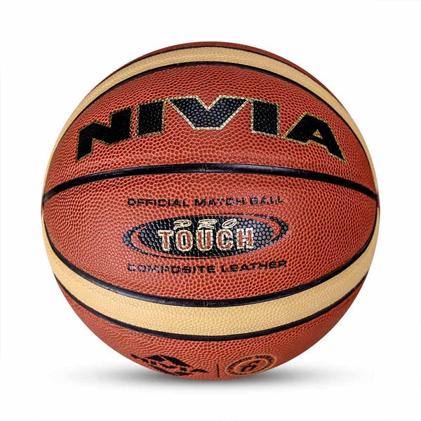 Close-up of the soft-touch grip surface on the Nivia Pro Touch basketball