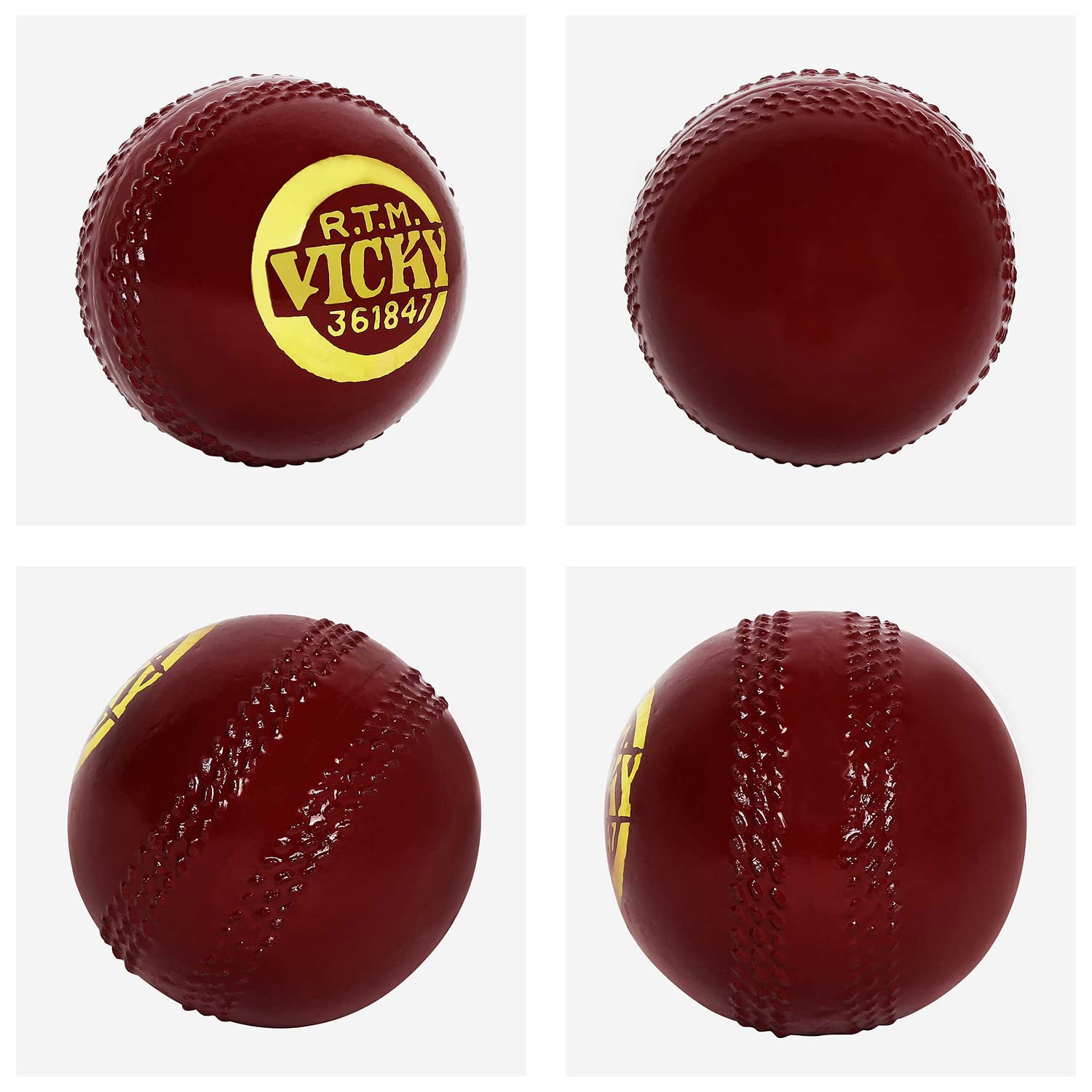 Red cricket ball with 'Vicky' Red Cork Ball Vicky for cricket training and skill drills