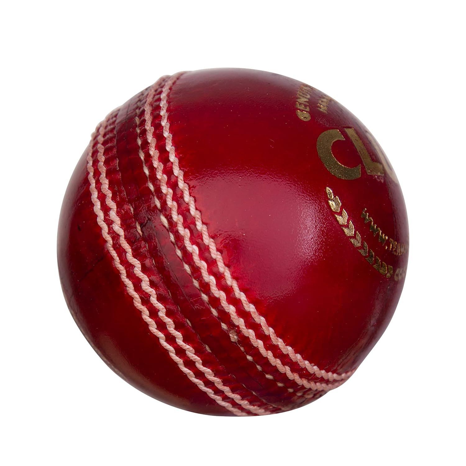 Red cricket ball with white stitching SG Club Red cricket ball for match sessions