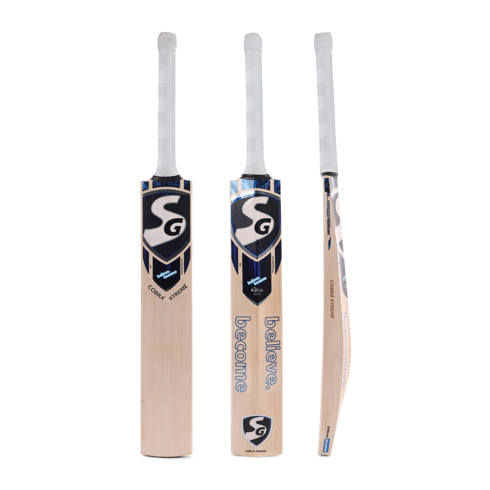 Willow face and grain lines on the SG Cobra Xtreme cricket bat