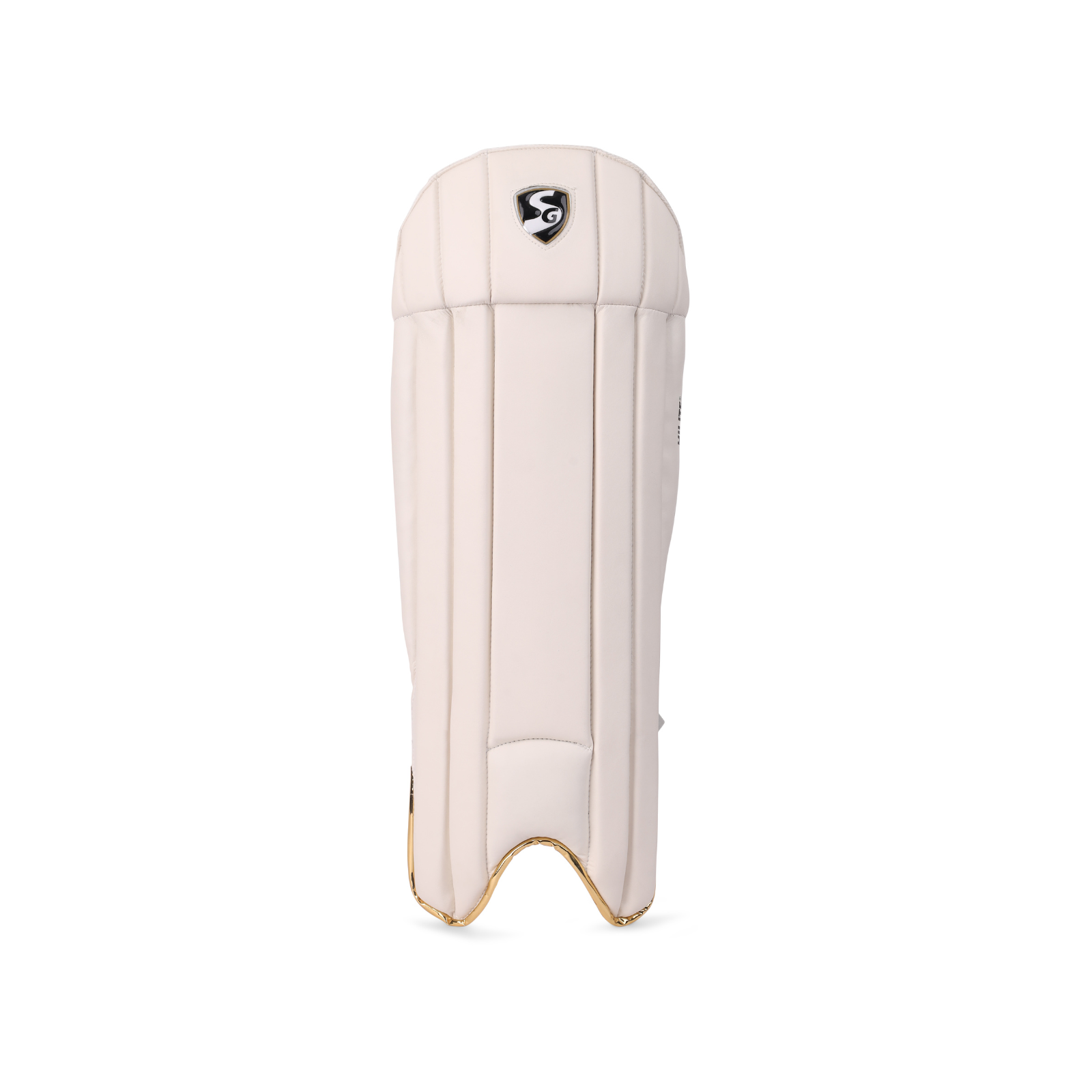 Side profile of the SG Hilite wicket keeping leg guards showing shape and padding