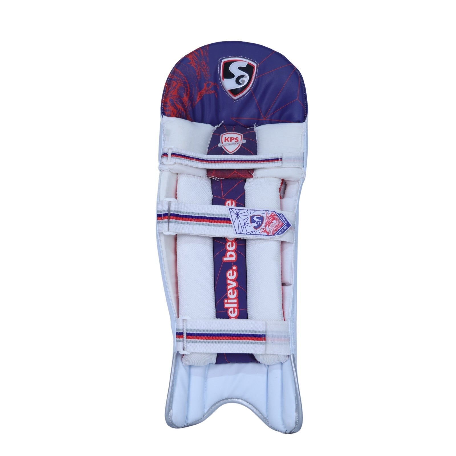 Foam cushioning and straps on the inner side of the SG KLR League batting pads