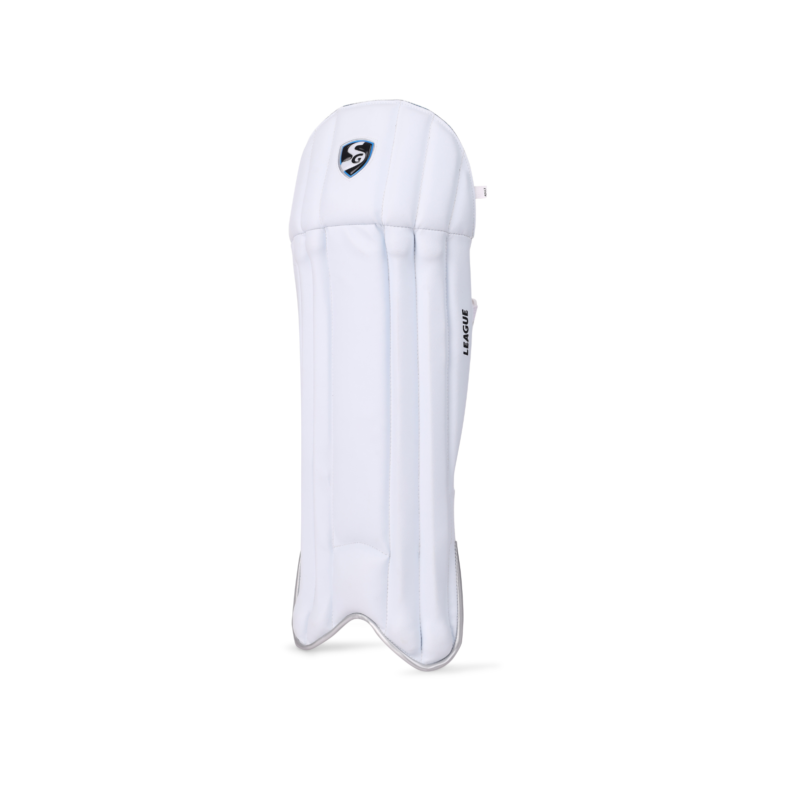 Back view of the SG League wicket keeping pads with straps and fittings