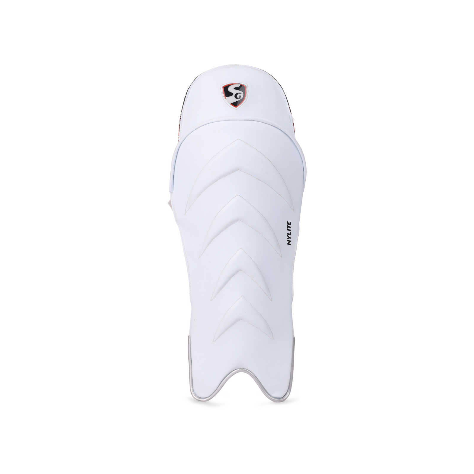 Side profile of the SG Nylite wicket keeping leg guards showing shape and padding