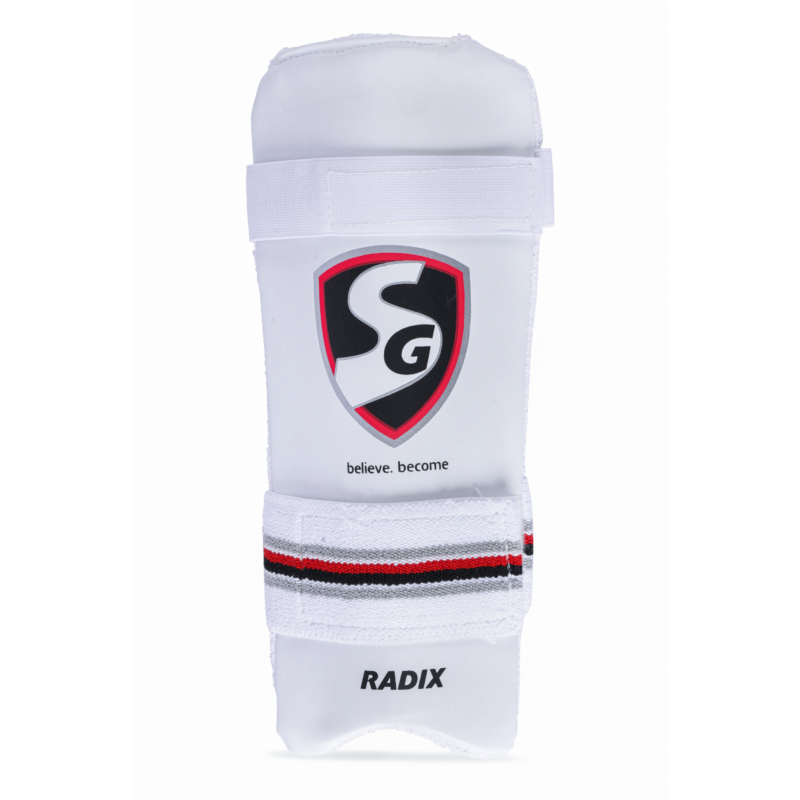 SG Radix cricket elbow guard, lightweight design with PU facing