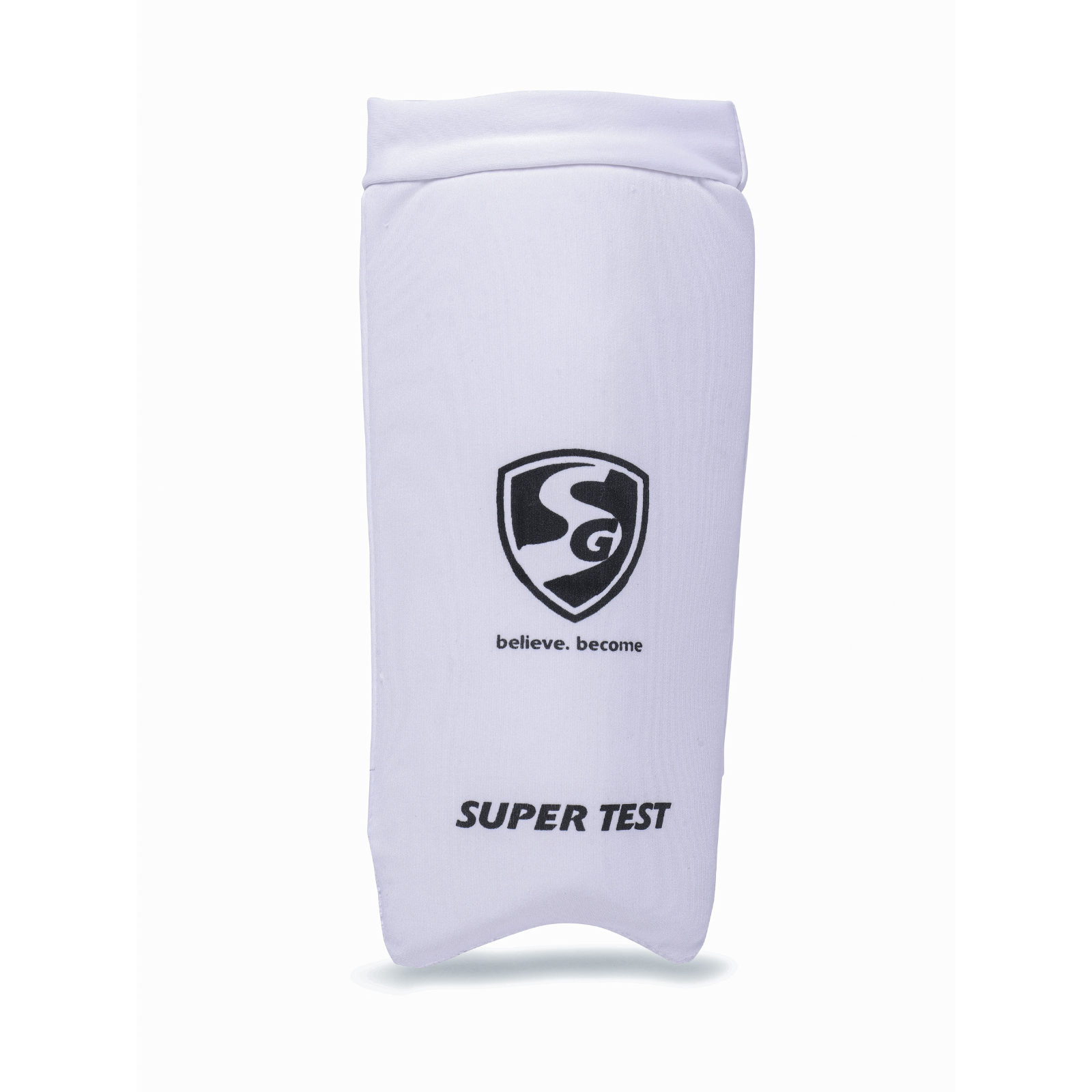 White cricket pad SG Super Test cricket elbow guard, outer view