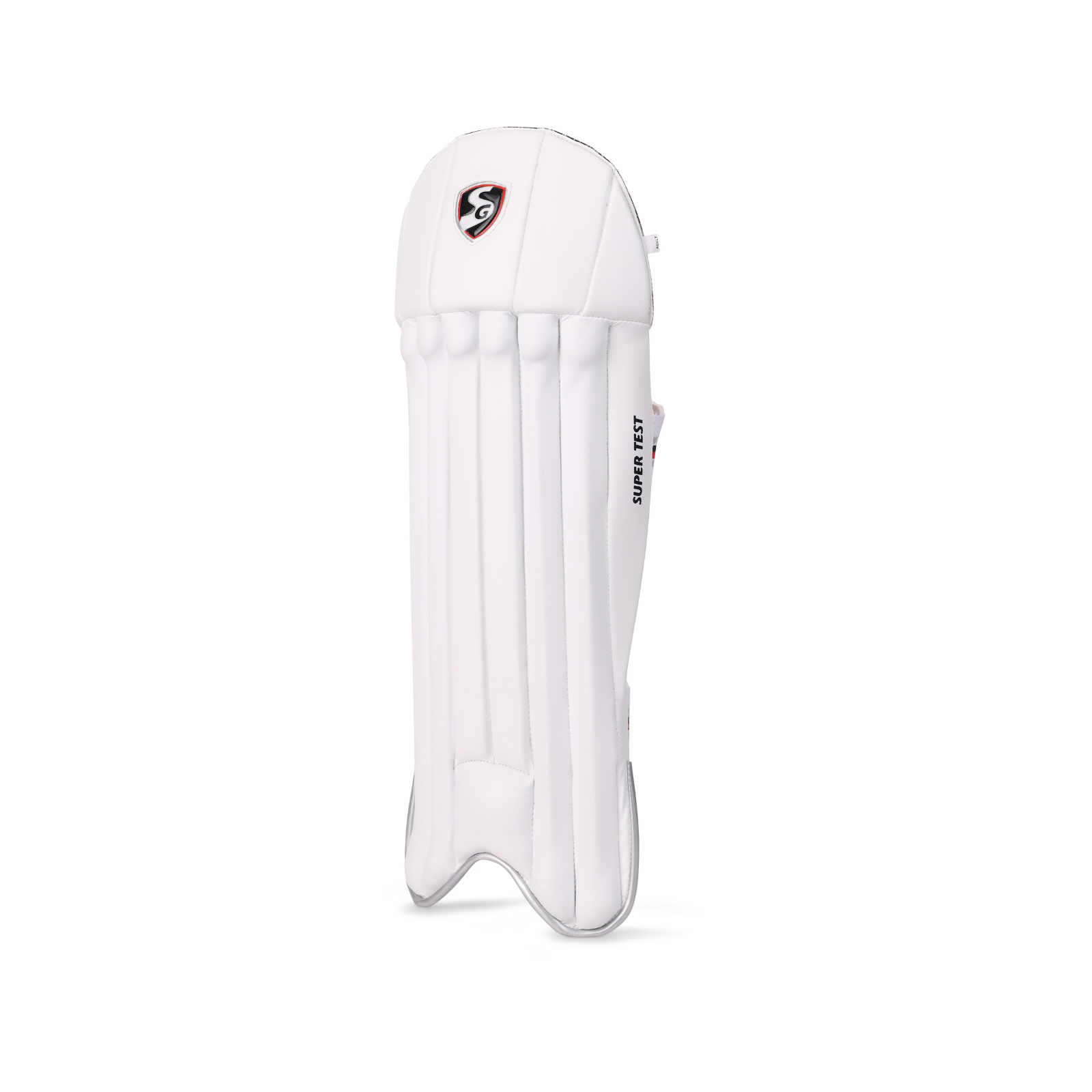 Back view of the SG Super Test keeping pads with straps and fittings