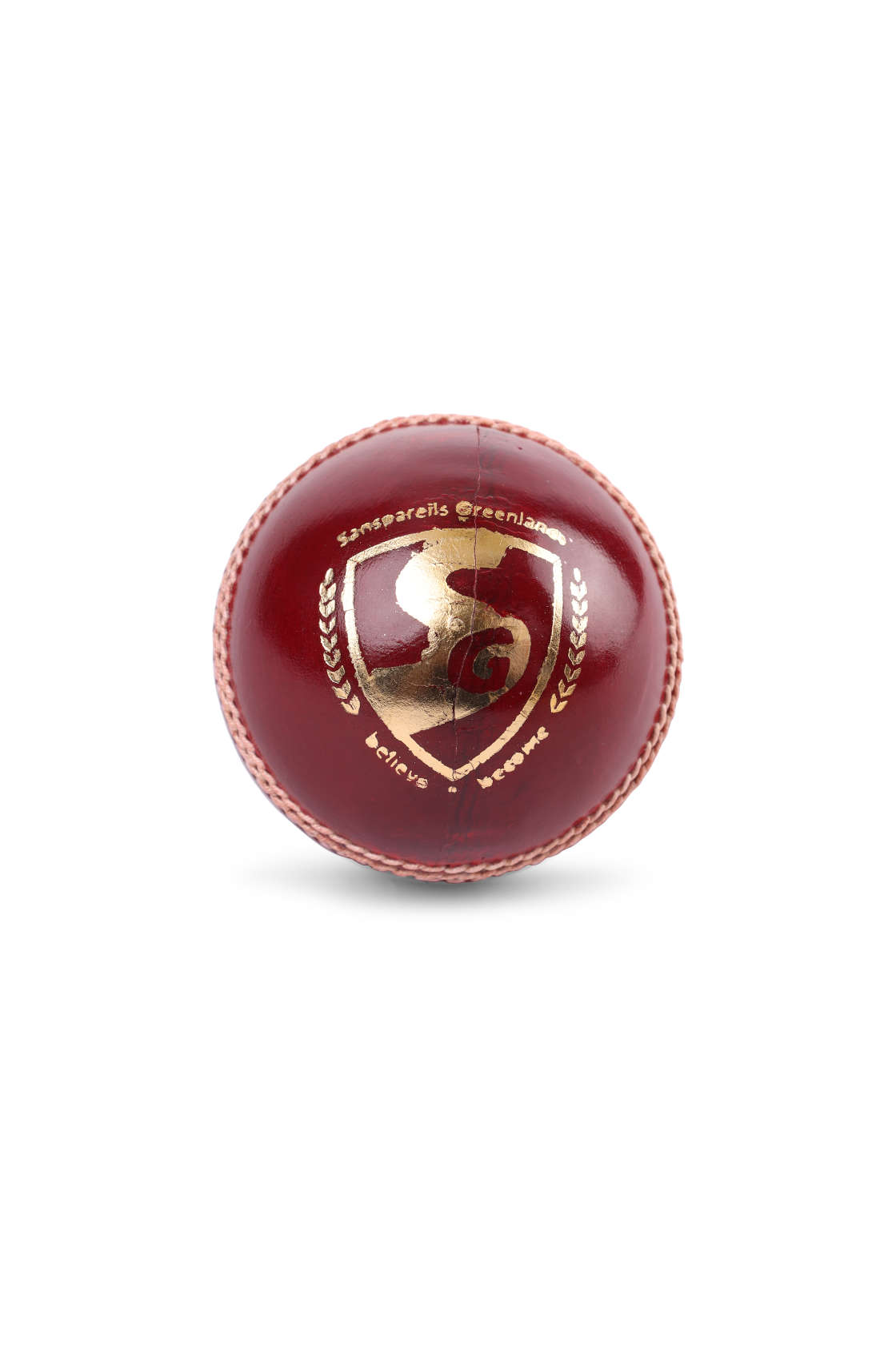 Maroon cricket ball with gold SG Tournament Red Ball for cricket match practice