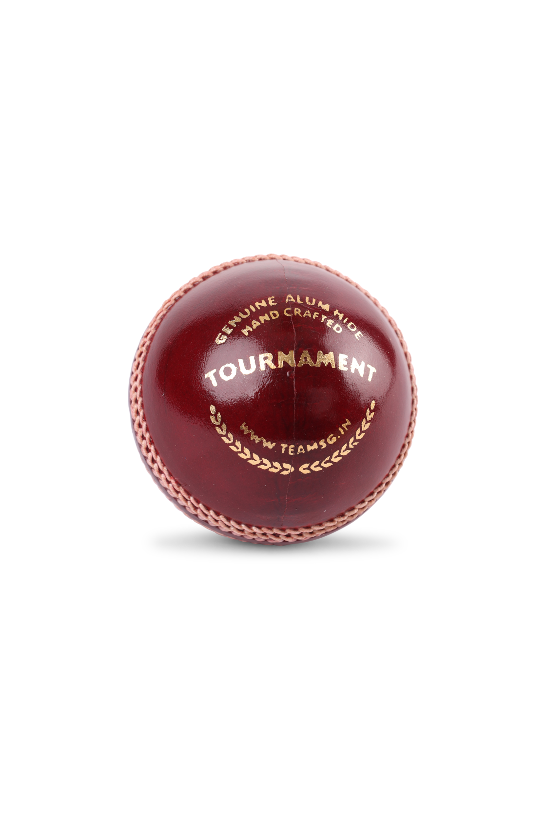 A red leather cricket ball SG Tournament Red Cricket Ball for competitive matches