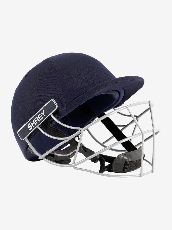 Side profile of the impact-resistant shell on the Shrey Classic helmet