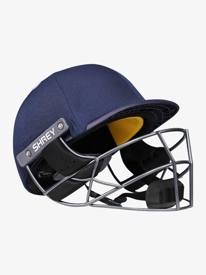 Side profile of the impact-resistant shell on the Shrey Elite Pro SS helmet