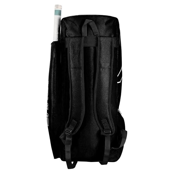 Side view of Shrey Kare cricket kit duffle bag with carry handles