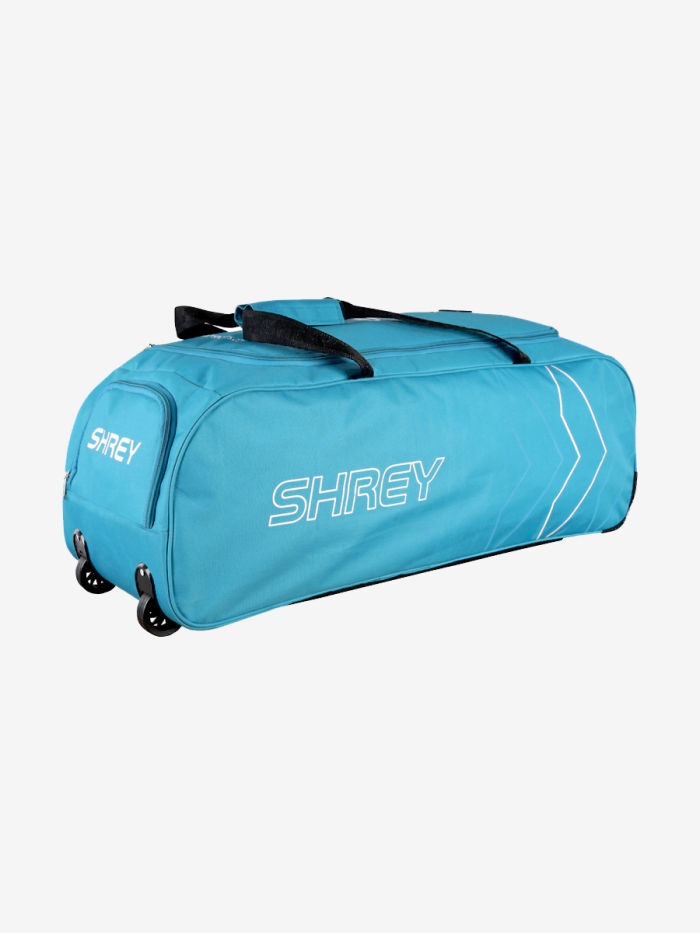 Shrey Kare wheelie cricket kit bag with telescopic pull handle extended
