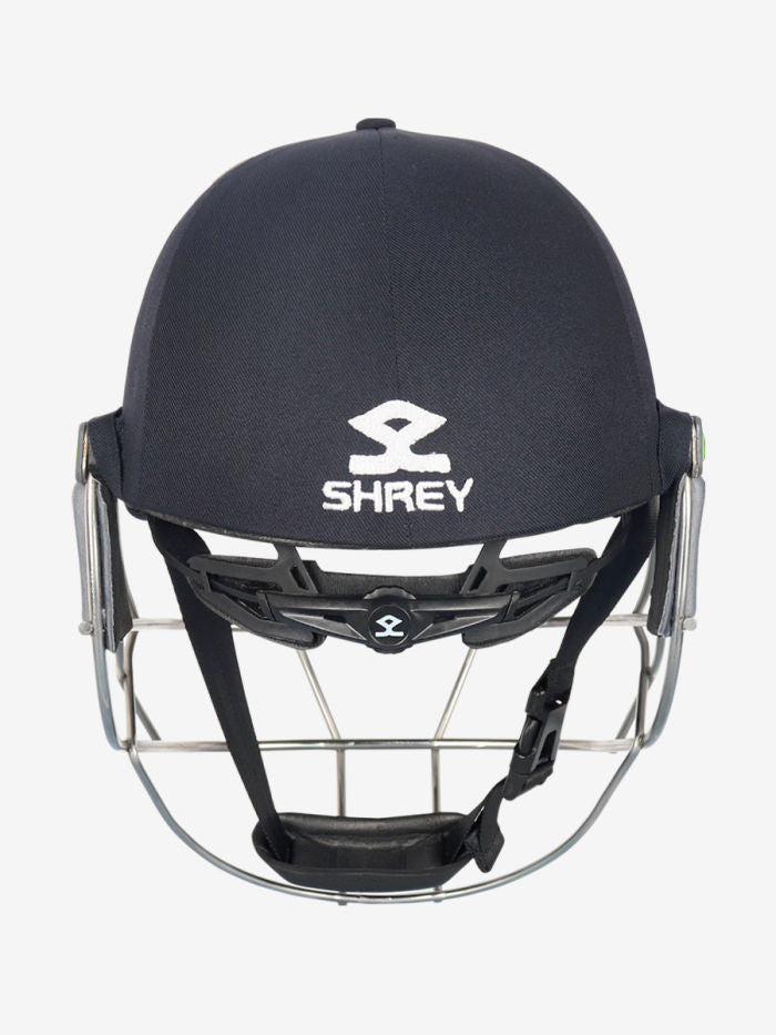 Side profile of the lightweight Koroyd shell on the Shrey cricket helmet