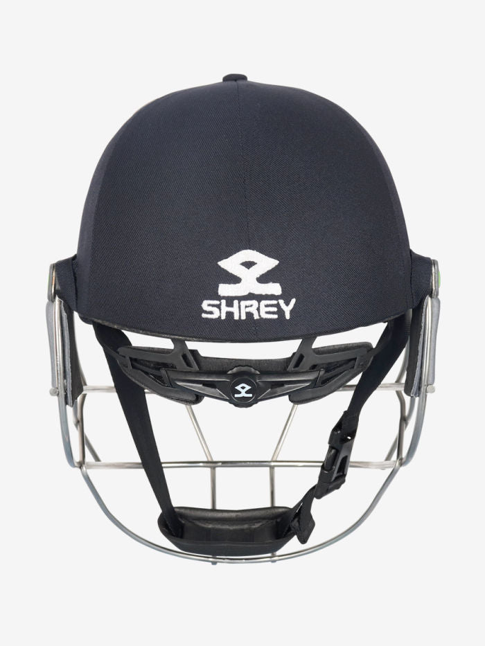 Detail of the steel grille bars on the Shrey Koroyd SS cricket helmet