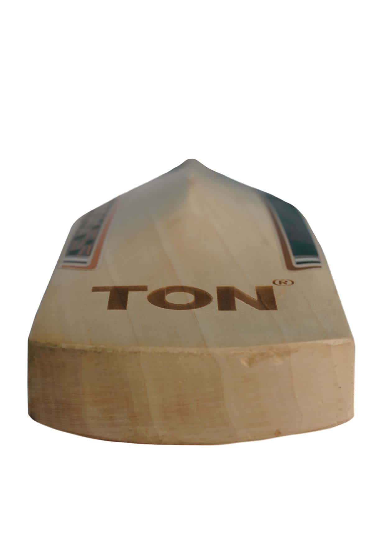 Wooden cricket bat tip with 'TON' SS Master 1000 English willow bat placed beside a leather ball, ready for nets practice