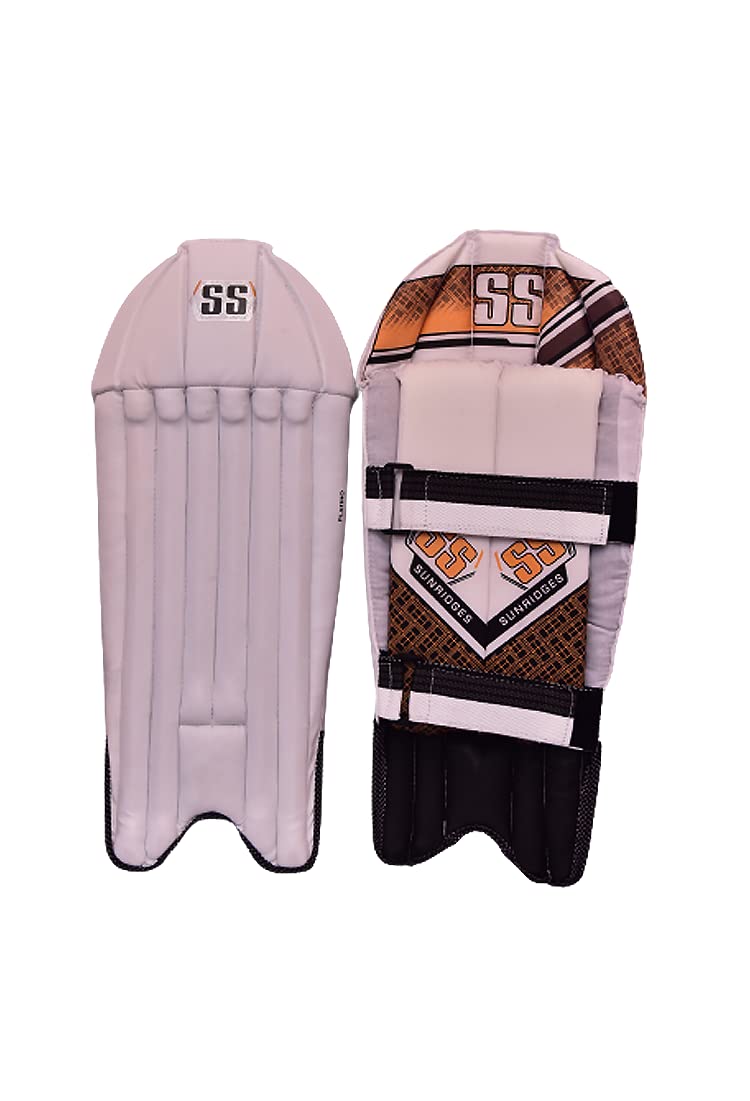 SS Platino wicket keeping pads, front view of the leg guards