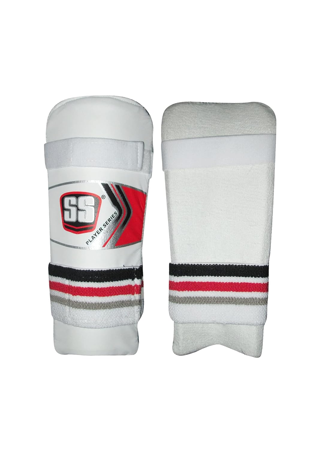 Pair of white hockey shin guards SS Player Series cricket elbow guard with PU facing and high-density foam padding