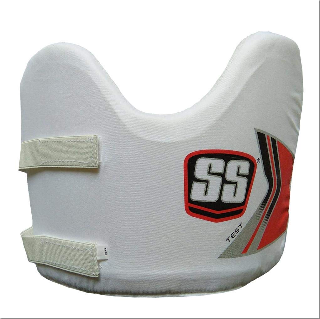 White protective chest pad SS Test cricket chest guard, a lightweight protector with high-density foam and PU facing