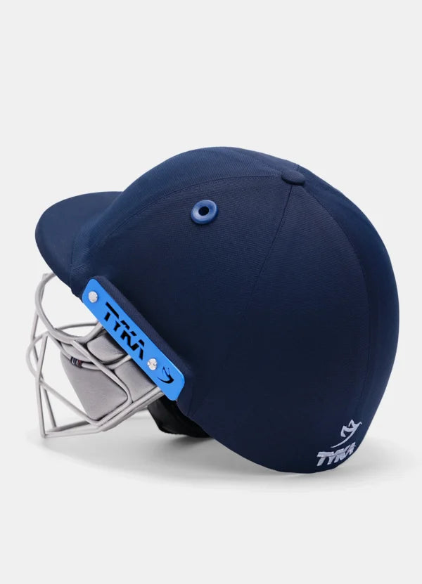 Top shell and peak detail of the Tyka Force cricket helmet