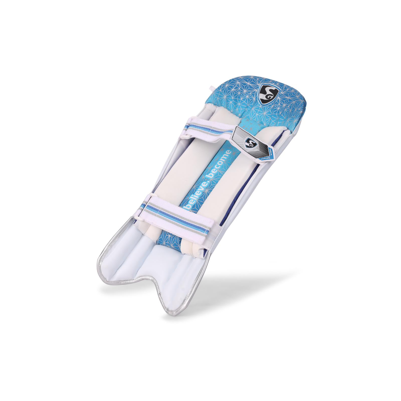 Wicket keeper wearing the SG League keeping pads behind the stumps