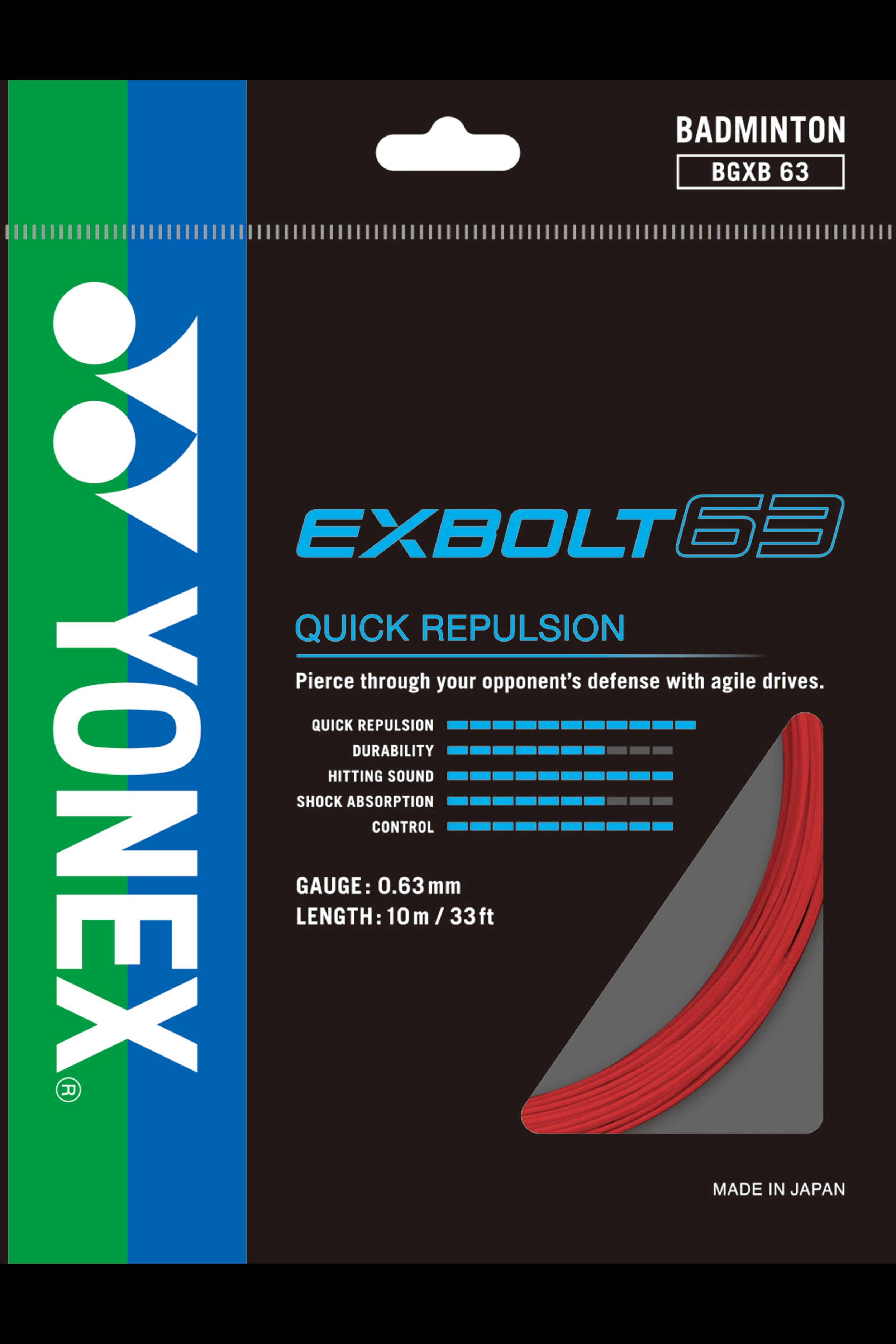 Yonex badminton racket strings Exbolt 63 with high sound