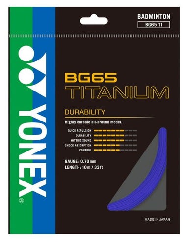 Yonex BG 65 Titanium badminton strings for durable performance