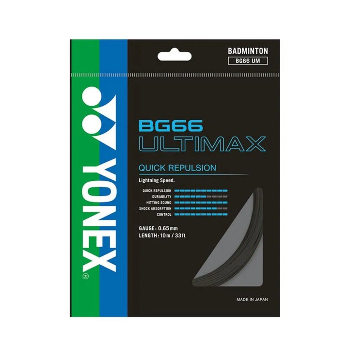 Yonex BG 66 Ultimax badminton strings for high repulsion and control