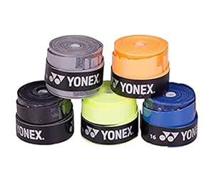 Yonex ET 901, 902, 903 badminton Racket grips in various solid colors including black, orange, yellow, blue, and green.