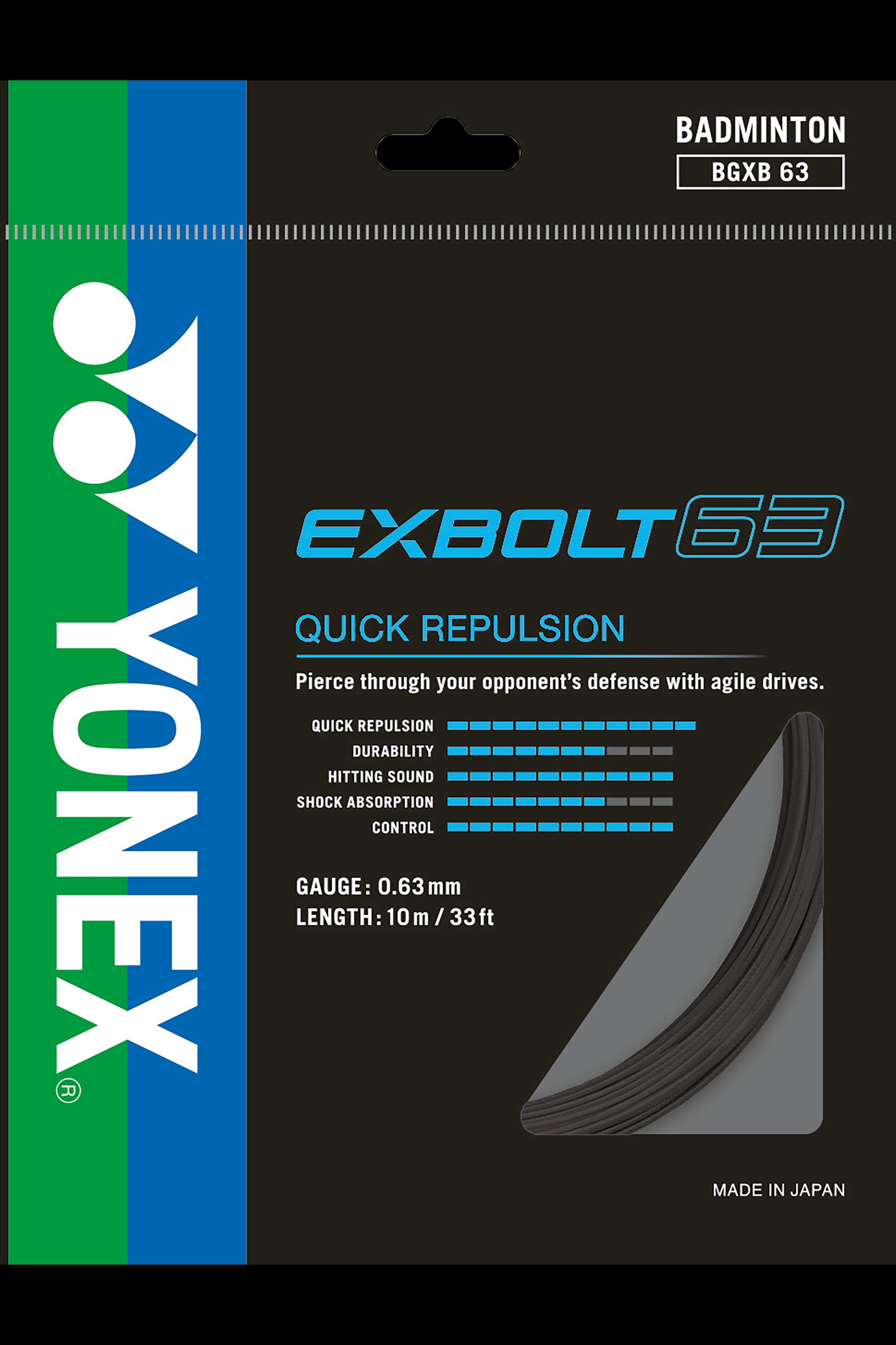 Yonex Exbolt 63 badminton strings 0.63mm in multiple colours