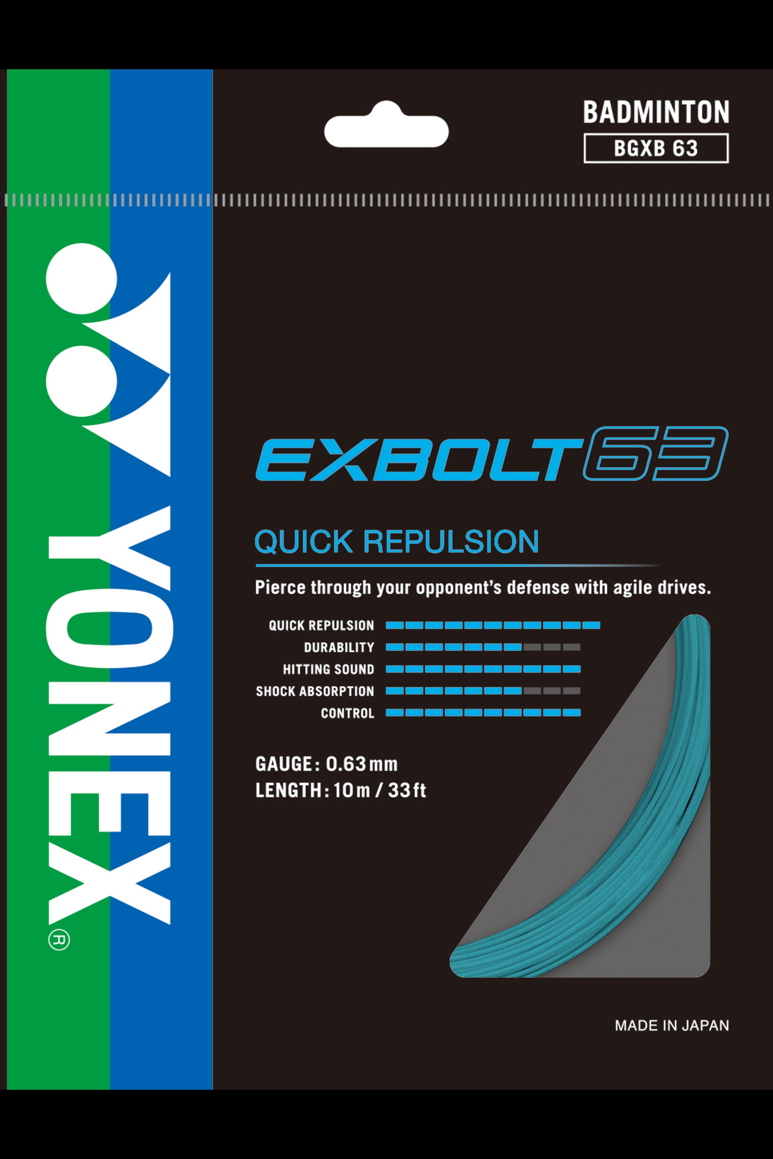 Yonex Exbolt 63 badminton strings for responsive racket performance