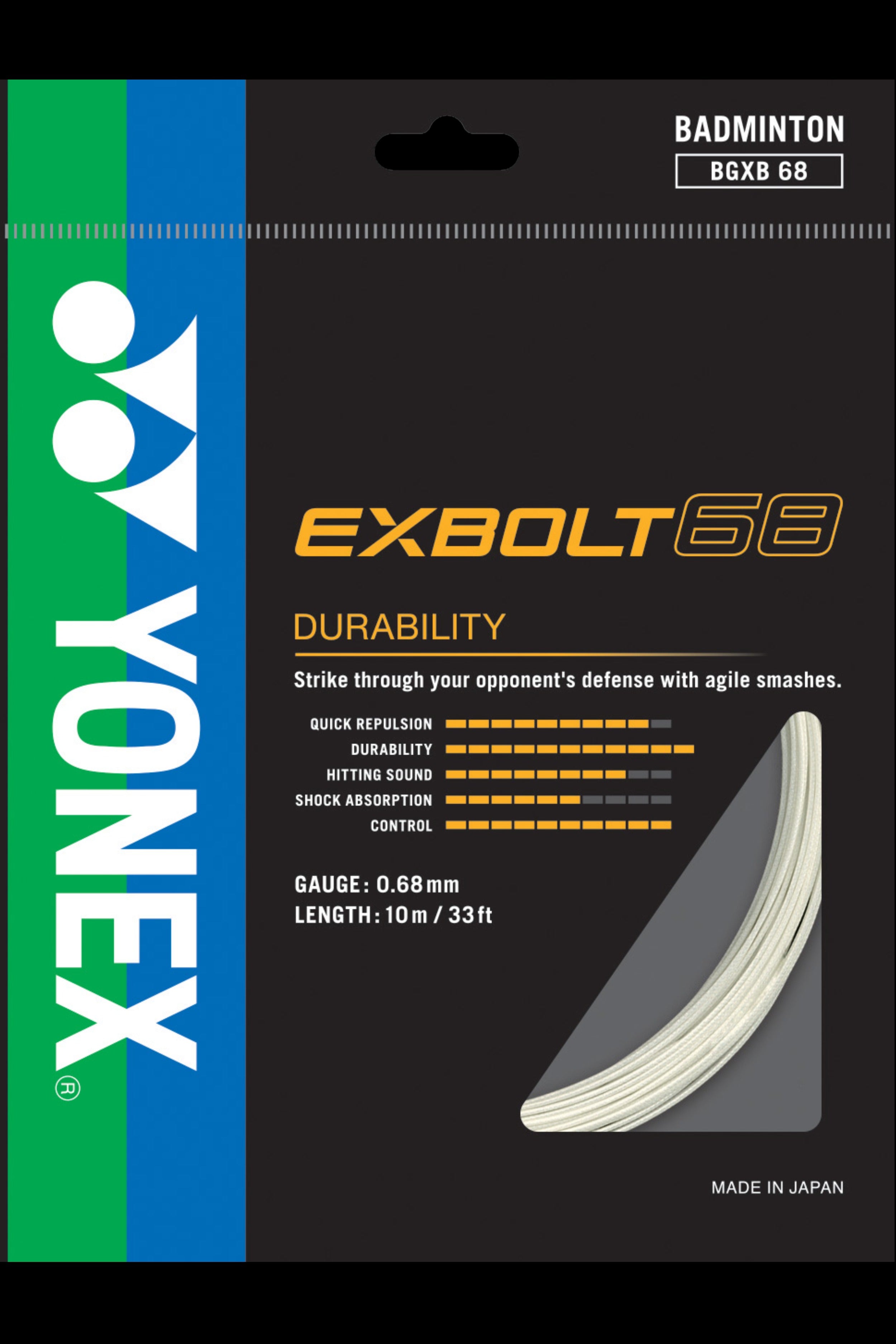 Yonex Exbolt 68 badminton strings with 0.68 mm gauge