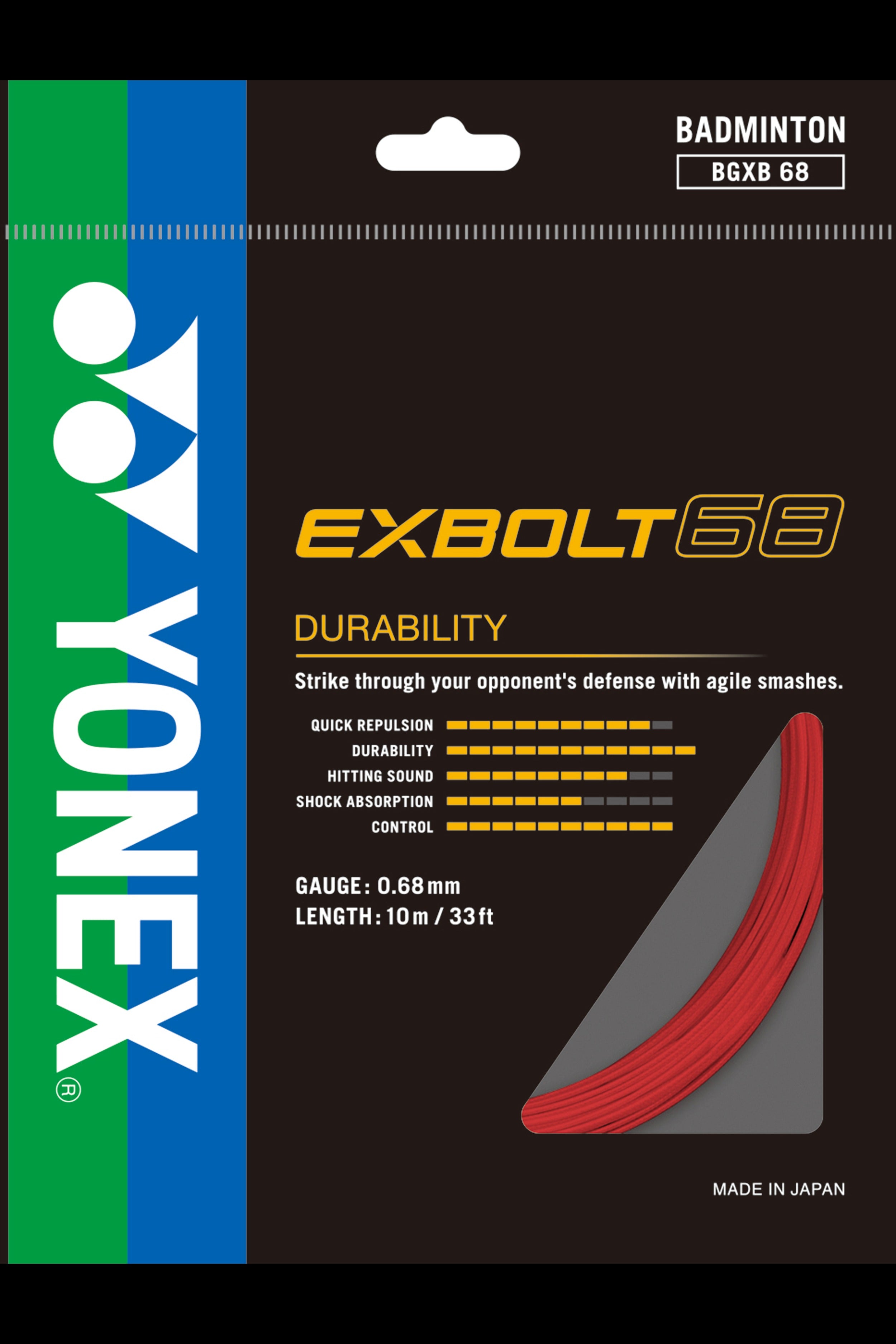 Yonex Exbolt 68 string with special braided outer coating