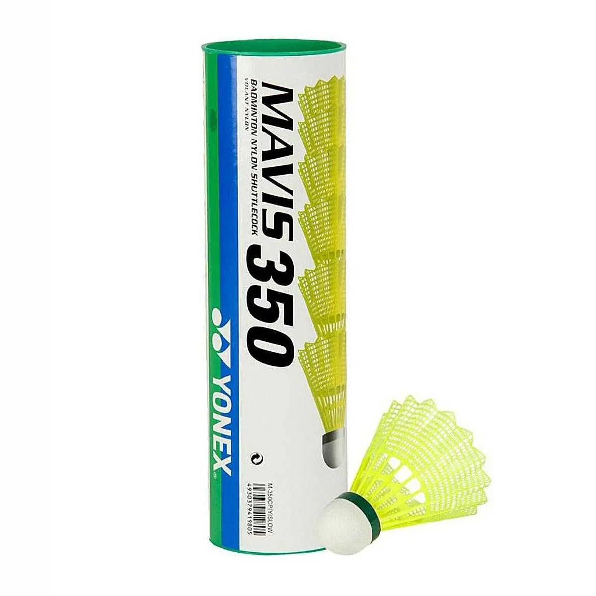 Yonex Mavis 350 green cap nylon shuttlecock yellow for badminton